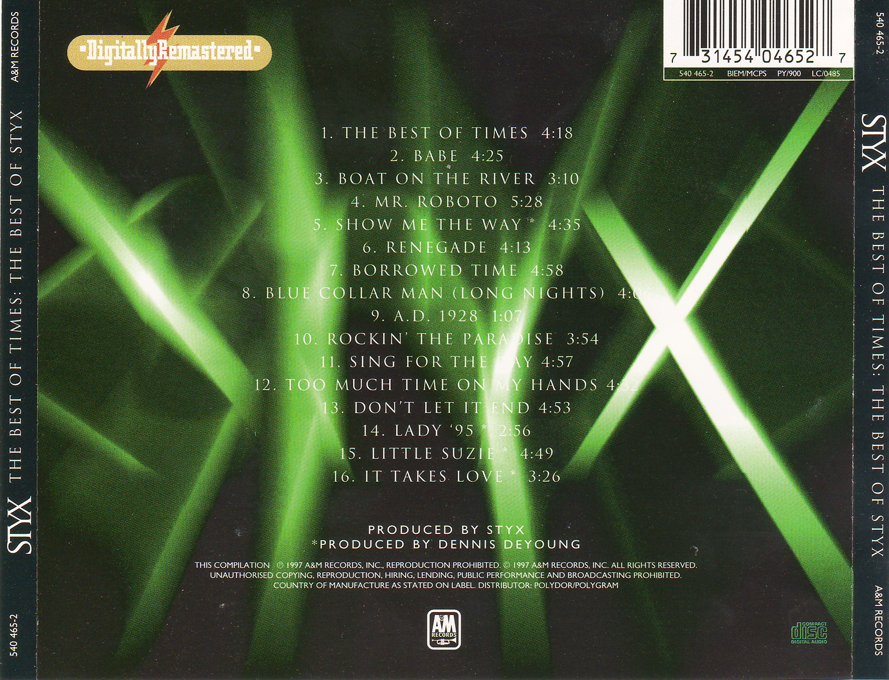 Styx  The Best Of Times; The Best Of Styx : Back